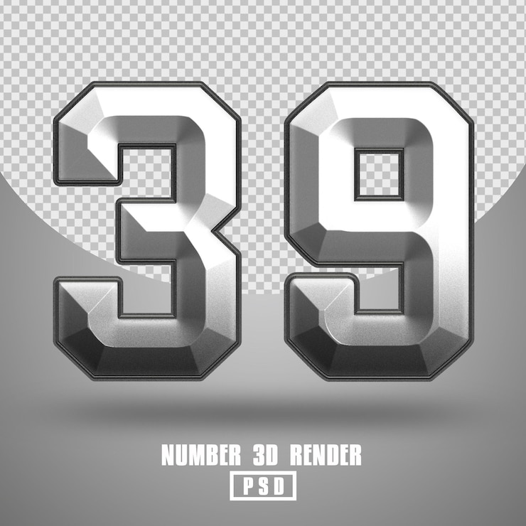 PSD 3d render número 39 estilo metal