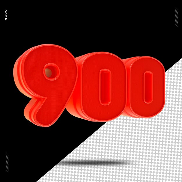 3d render numero font rosso