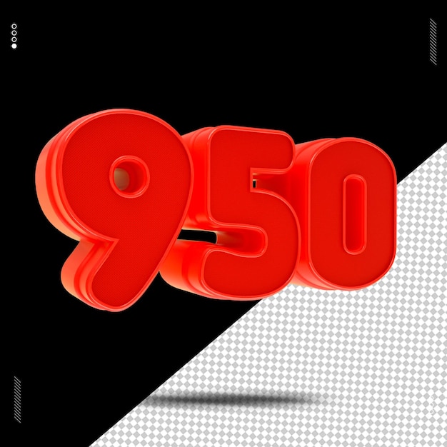 3d render numero font rosso