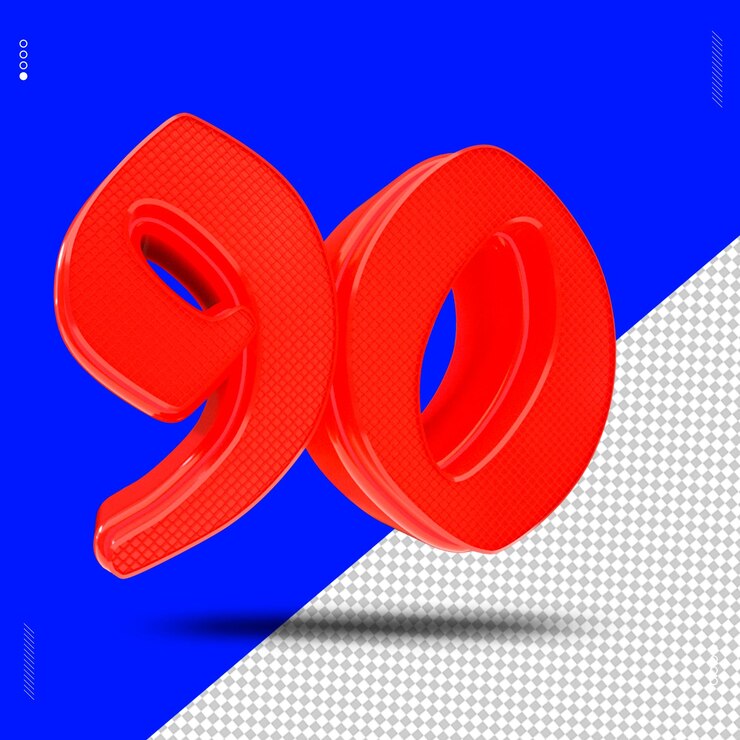 PSD 3d render número fonte luz vermelha