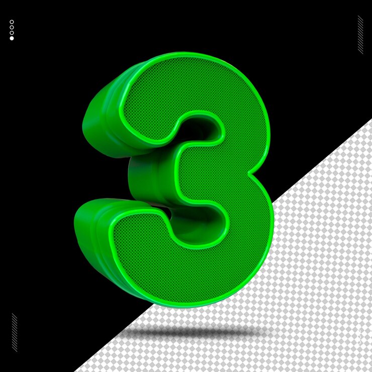 PSD 3d render número fonte verde