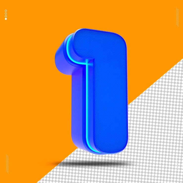 PSD 3d render número fuente azul