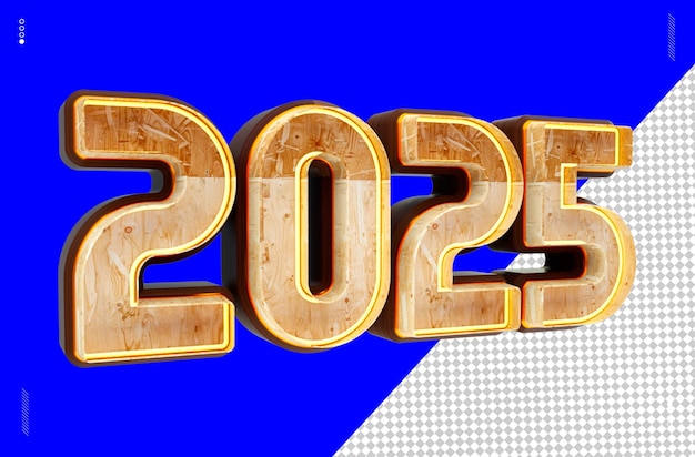 3d render número fuente luz de madera 2025