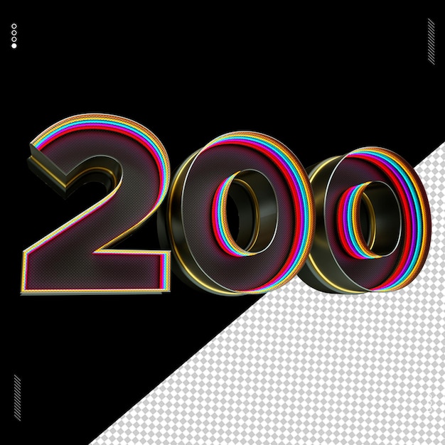 3d render número fuente luz de neón