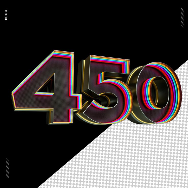PSD 3d render número fuente luz de neón