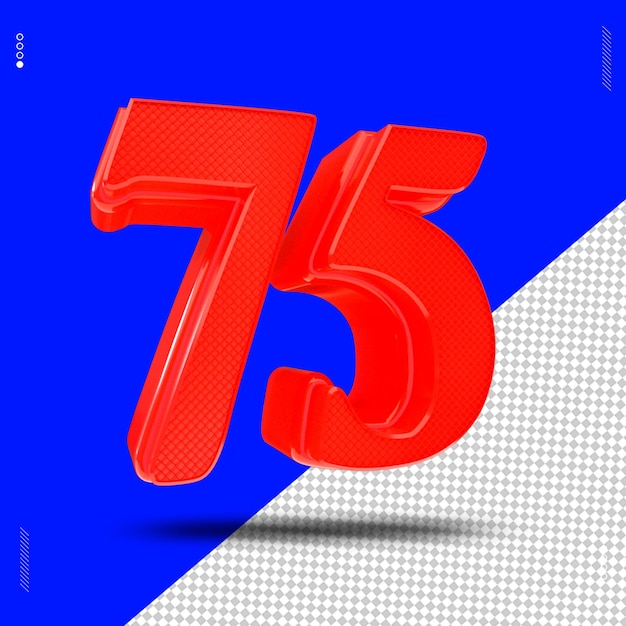 3d render número fuente luz roja