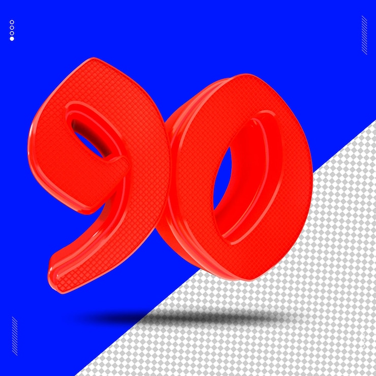 PSD 3d render número fuente luz roja