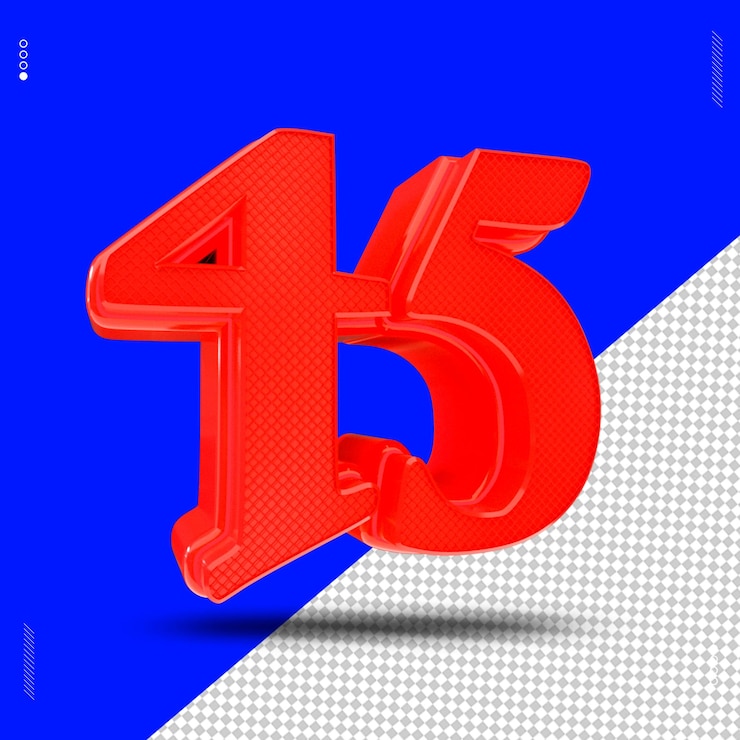 PSD 3d render número fuente luz roja