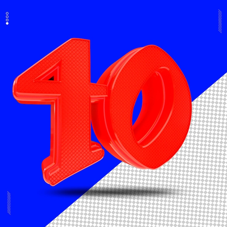 PSD 3d render número fuente luz roja