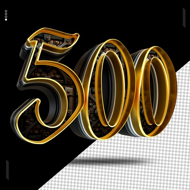 3d render número fuente oro medieval
