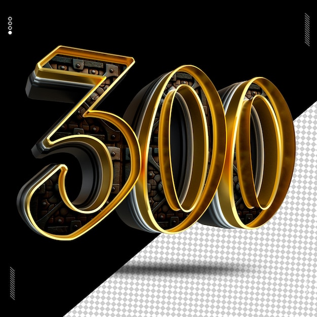 3d render número fuente oro medieval