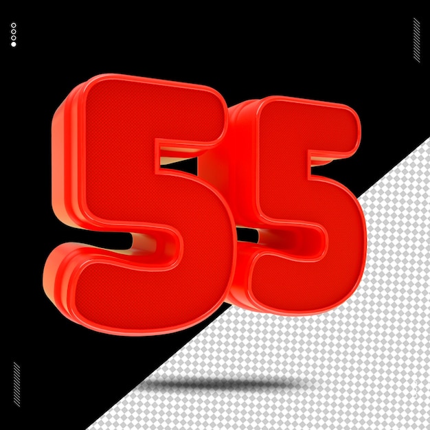 PSD 3d render número fuente roja