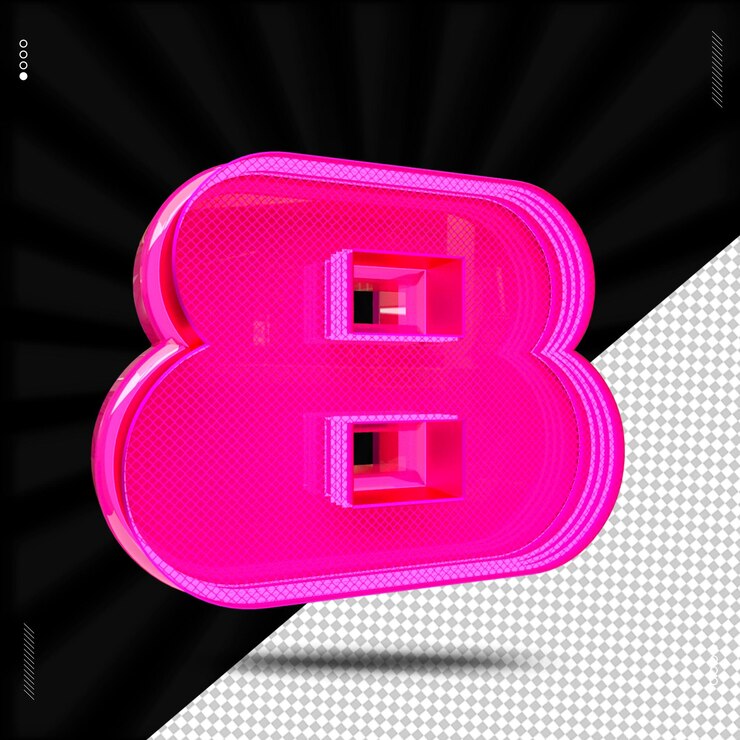 PSD 3d render número fuente rosa neón