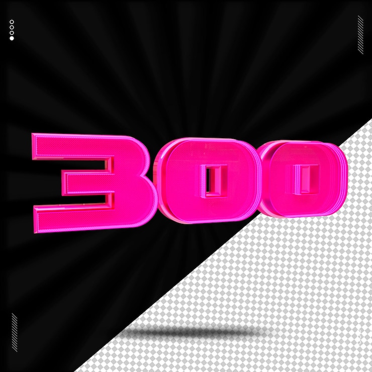 PSD 3d render número fuente rosa neón
