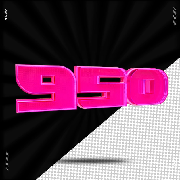 3d render número fuente rosa neón
