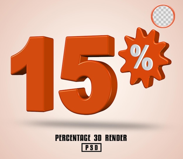 3D render número porcentaje color naranja