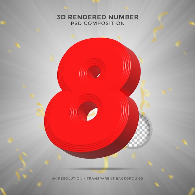 3d render números Fiesta cumpleaños celebrar aniversario y fuente de boda Elementos de diseño realistas