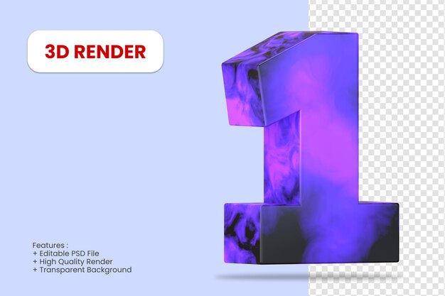 3D-Render Nummer 1 mit abstrakter Textur isoliert