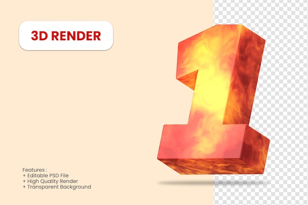 3d-render nummer 1 mit abstrakter textur isoliert