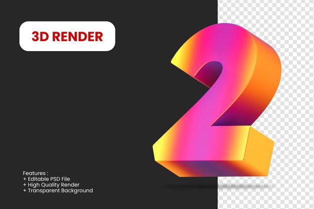 3D-Render Nummer 2 mit abstrakter Textur isoliert