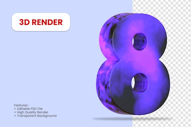 3d-render nummer 8 mit abstrakter textur isoliert