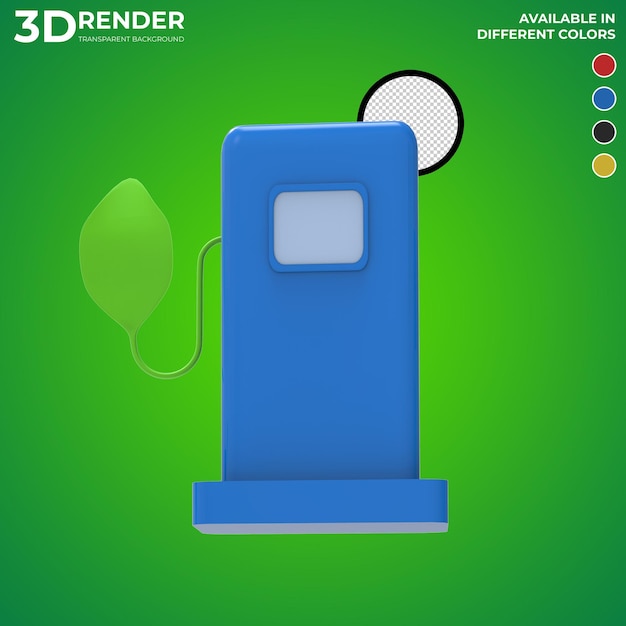 PSD 3d render objeto icono solar gas verde con hoja