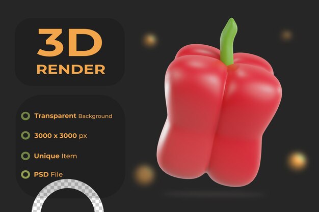 PSD 3d render objeto pimentón