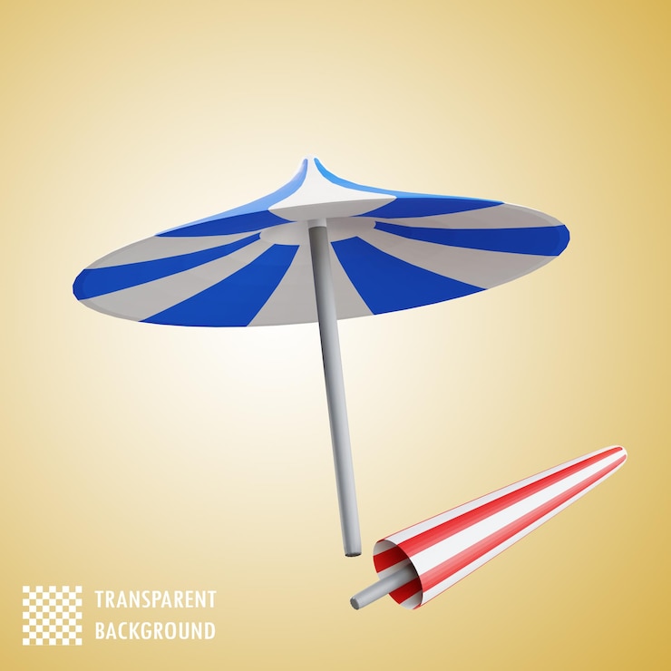PSD 3d render of a beach umbrella for summer holidays