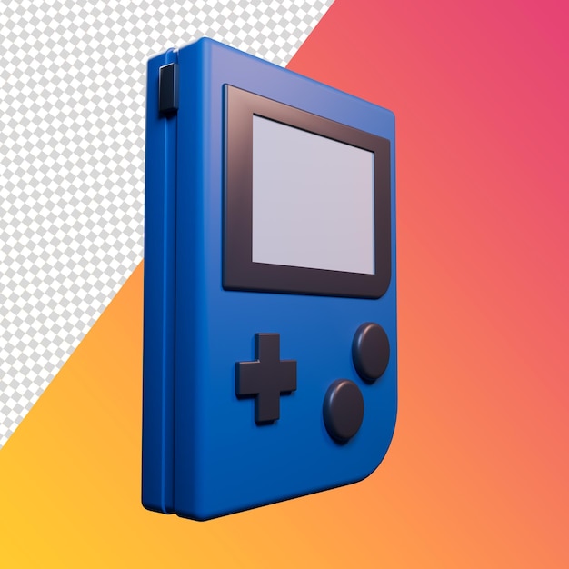 3D Render of a Blue Retro Portable Game Console