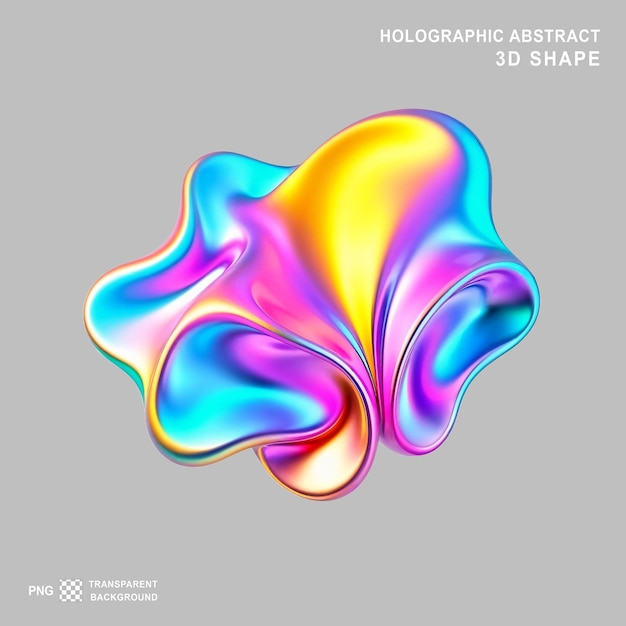 3d render of a colorful abstract fluid twisted shape on transparent background