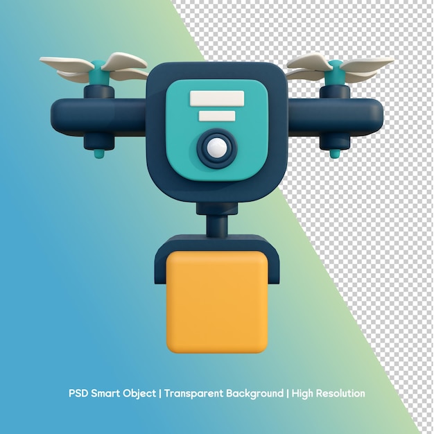 3D Render of a Delivery Drone Carrying a Package