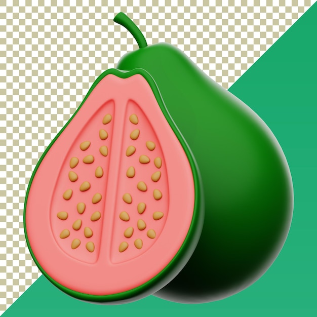 3D Render of a Guava on Isolated and transparent background
