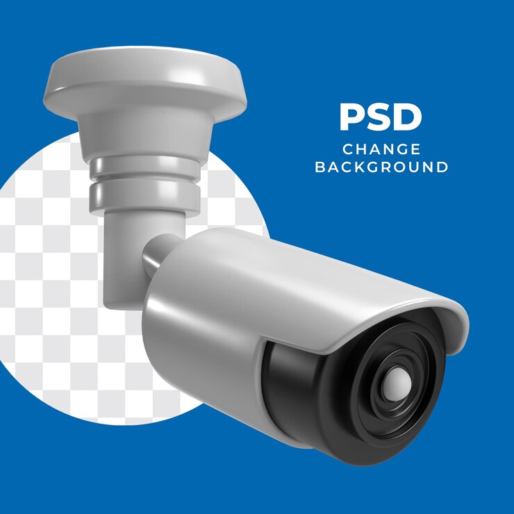 PSD 3d render of a security camera