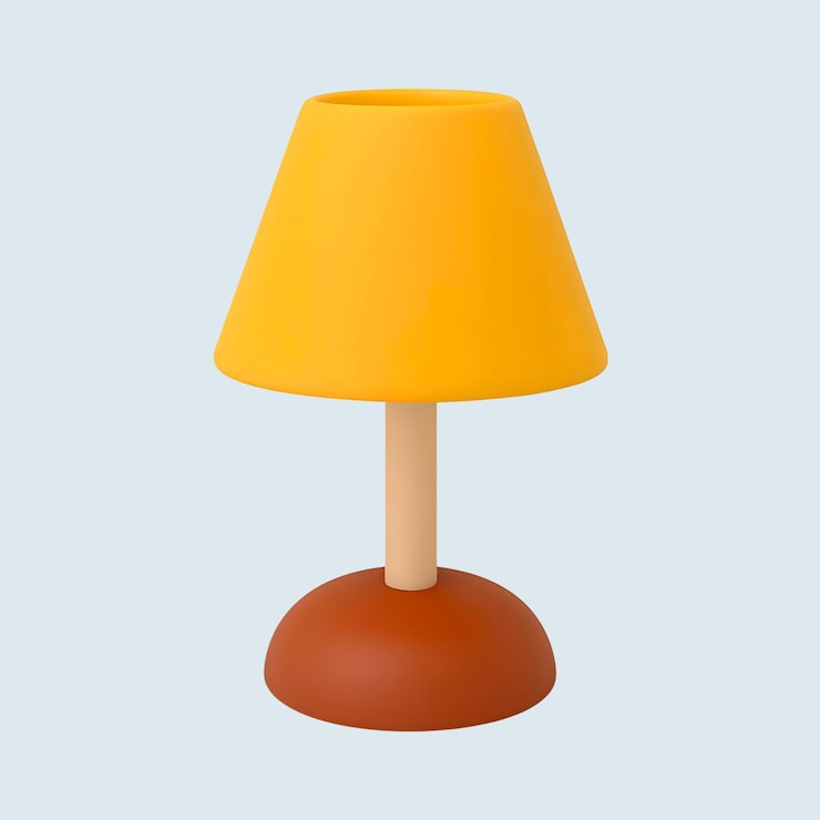 PSD 3d render of a stylish orange and yellow table lamp