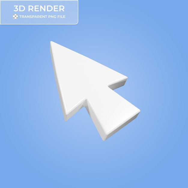 3d render of a white mouse pointer arrow