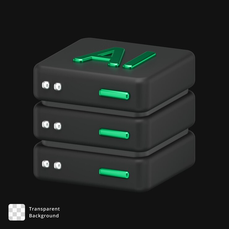 PSD 3d render of an ai server stack