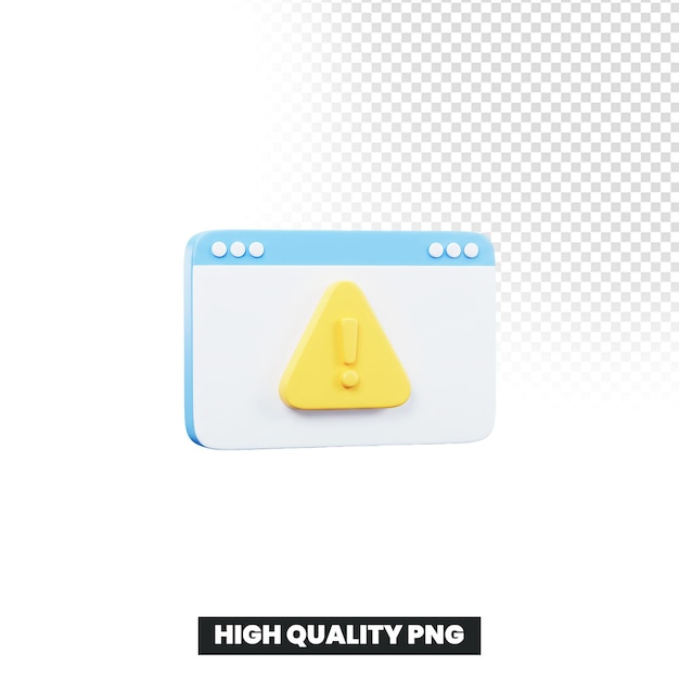 3D Render of an Alert Icon on a Webpage