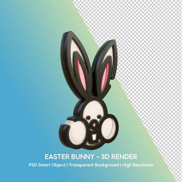 3d render of an easter bunny with transparent background