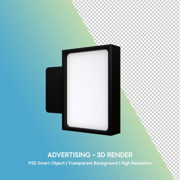 3D Render of an Illuminated Advertising Billboard