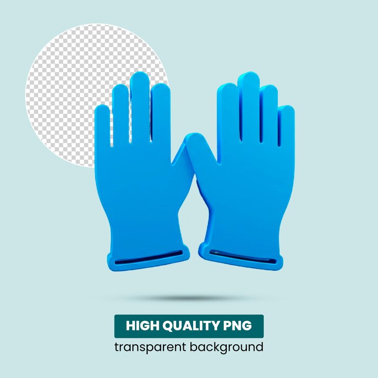 PSD 3d render of blue gloves