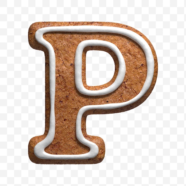 3D render of Christmas gingerbread cookie lettre p isolé