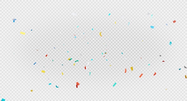 3d render of colorful confetti flying on transparent background