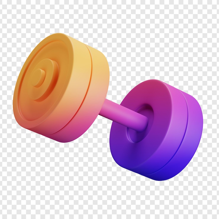 PSD 3d render of a colorful dumbbell