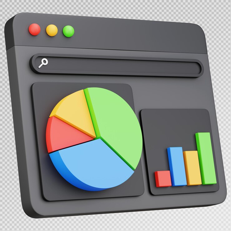 PSD 3d render of digital marketing concept