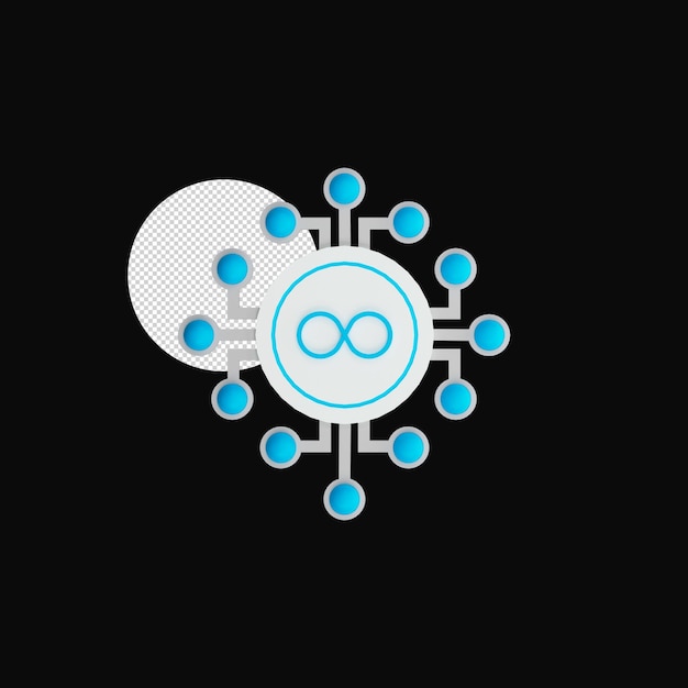 3d render of infinty connection or network white and turquoise icon
