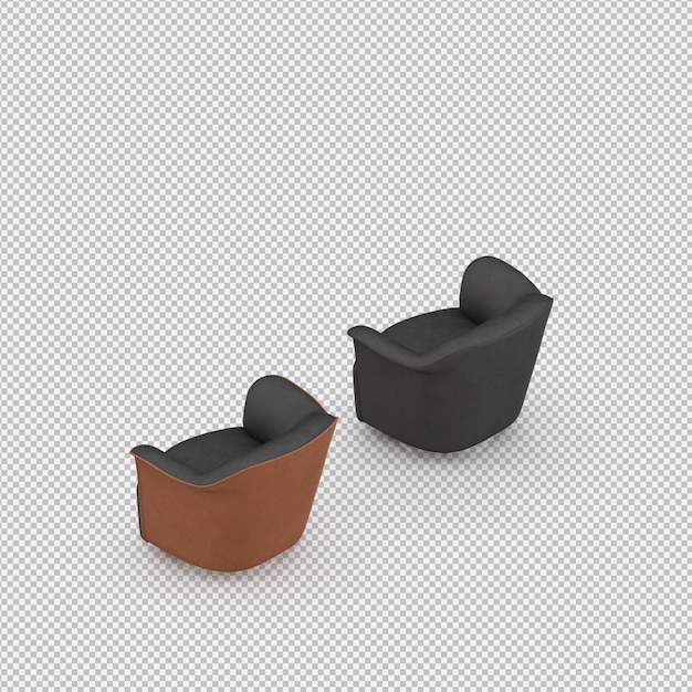  3d render of isometric armchair