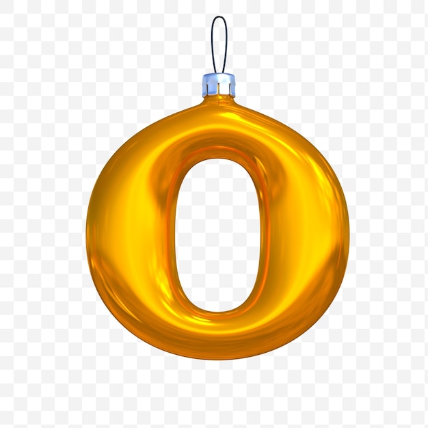 3d Render Of Premium Psd Golden Christmas Ball Alphabet Lettre O Avec Fond Isolé