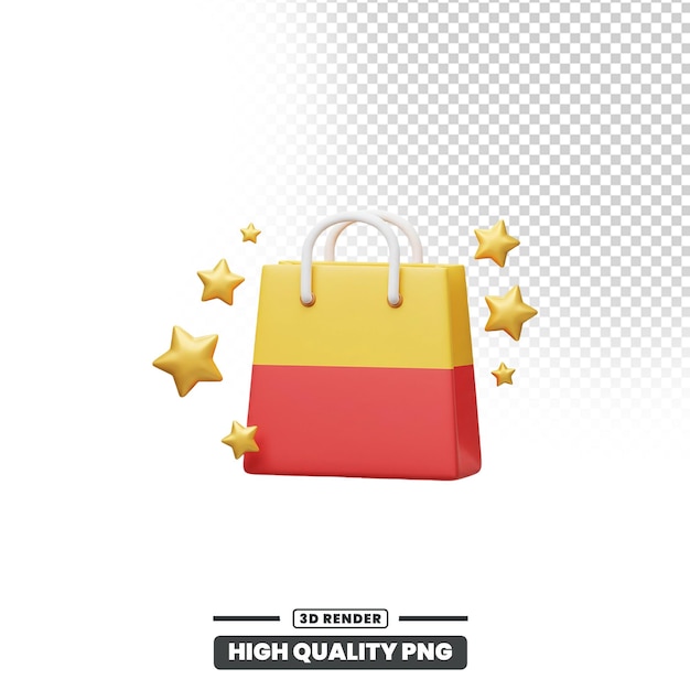 3D Render of a Shopping Bag with Stars