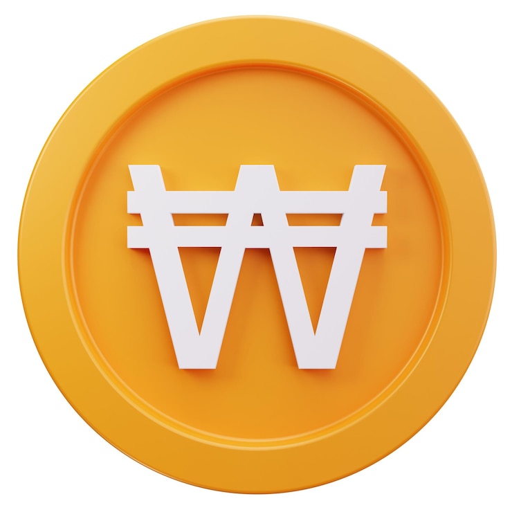 PSD 3d render of a south korean won coin