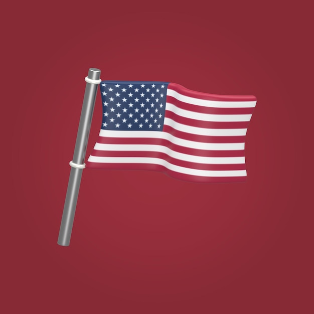 3d render of the american flag waving